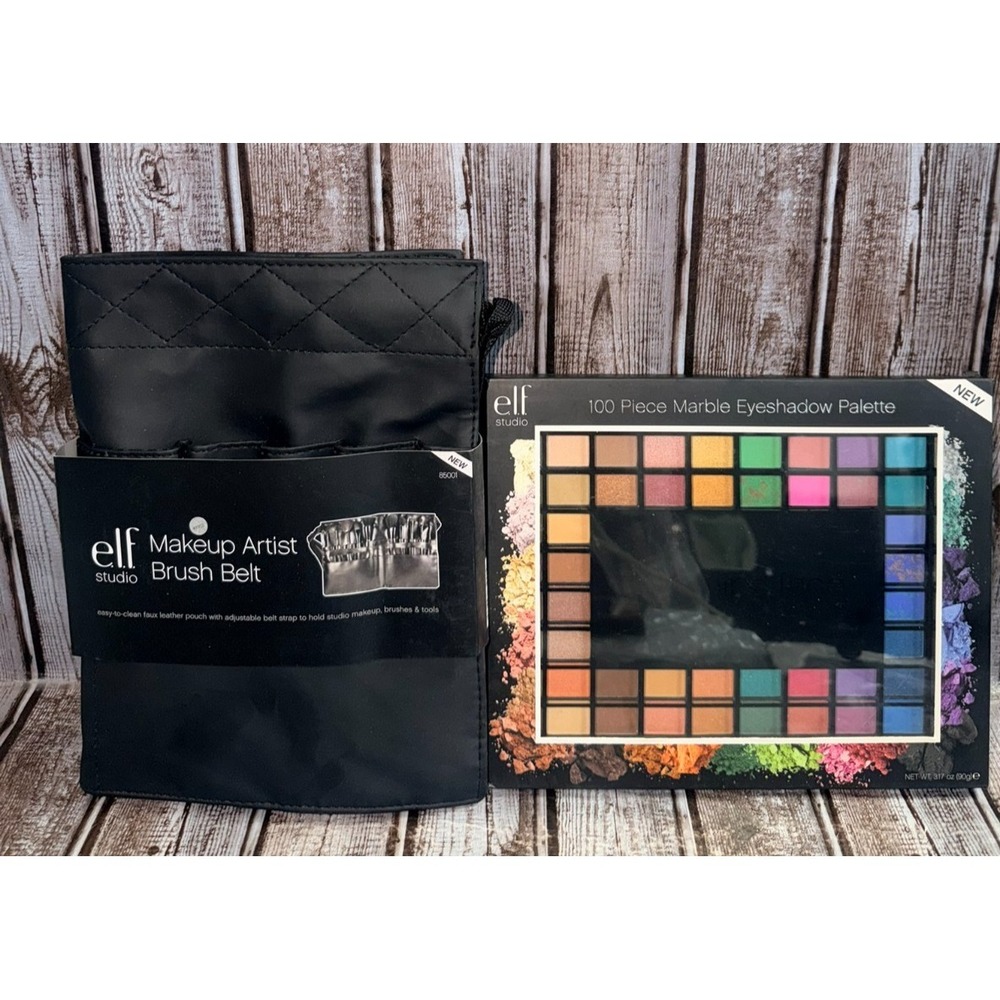 e.l.f. 100 Piece Eyeshadow Palette + Makeup Artist Makeup Brush Belt Bundle NEW!